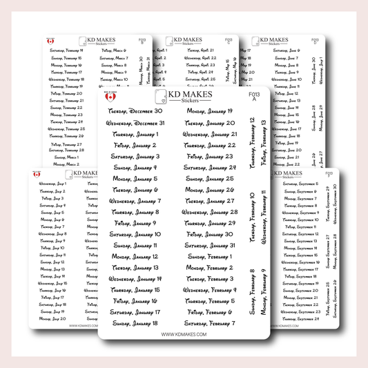 F013 | 2026 Daily Date Strips | Childhood