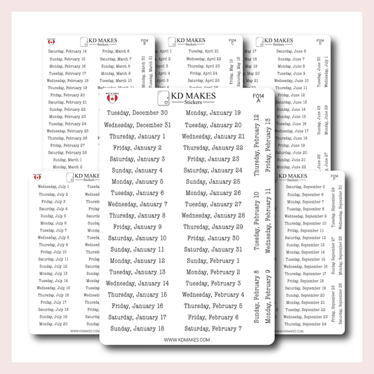 F014 | 2026 Daily Date Strips | Typewriter