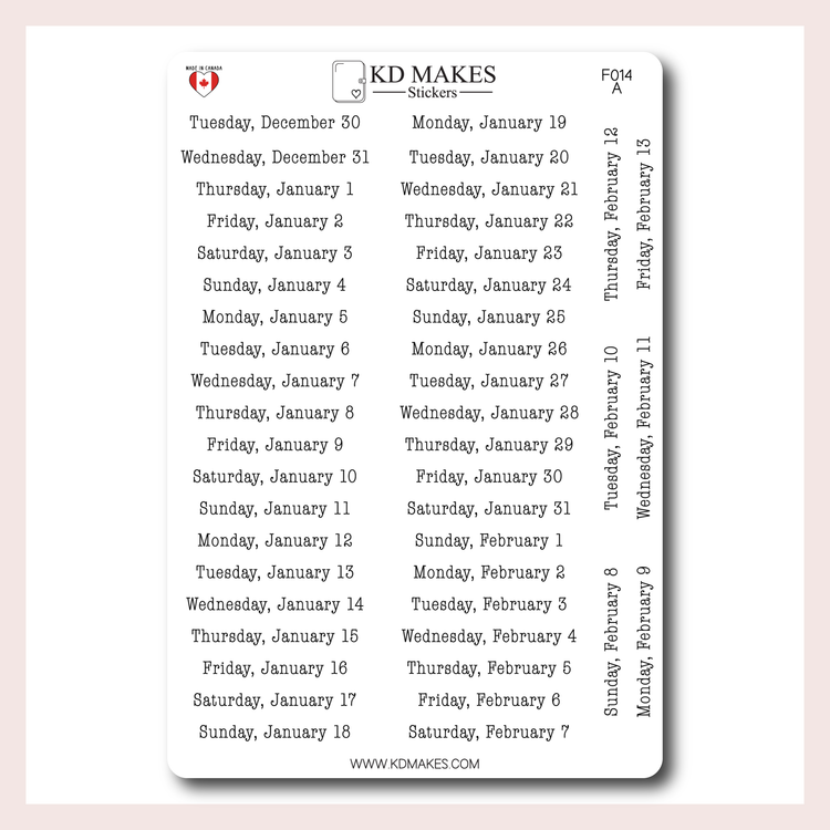 F014 | 2026 Daily Date Strips | Typewriter