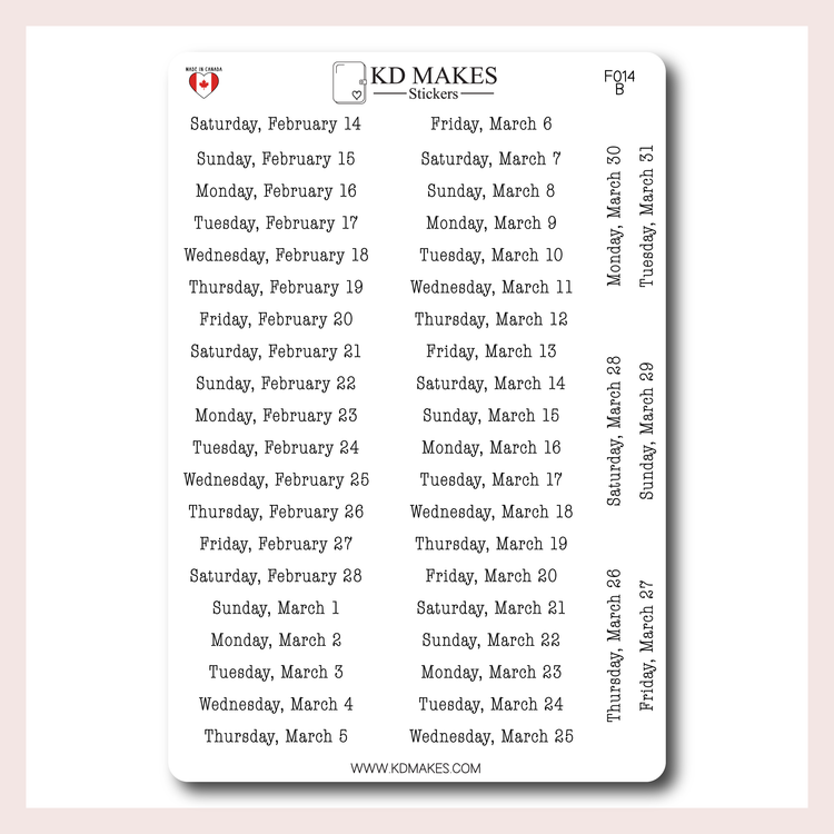 F014 | 2026 Daily Date Strips | Typewriter