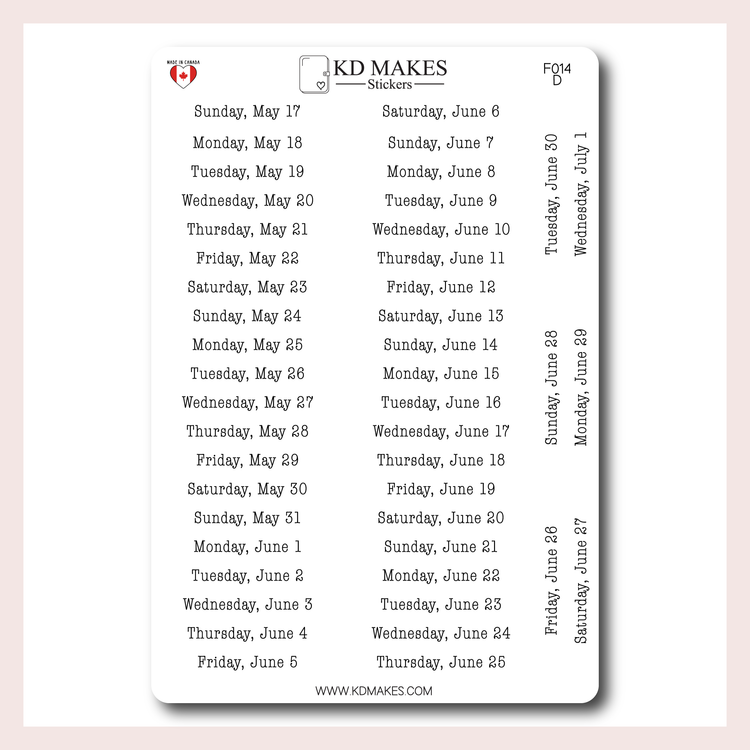 F014 | 2026 Daily Date Strips | Typewriter