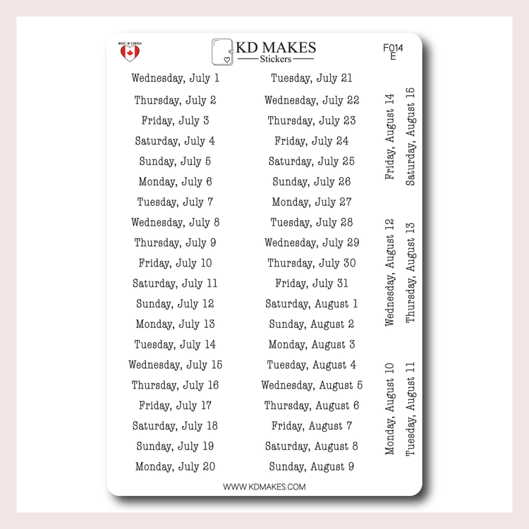 F014 | 2026 Daily Date Strips | Typewriter