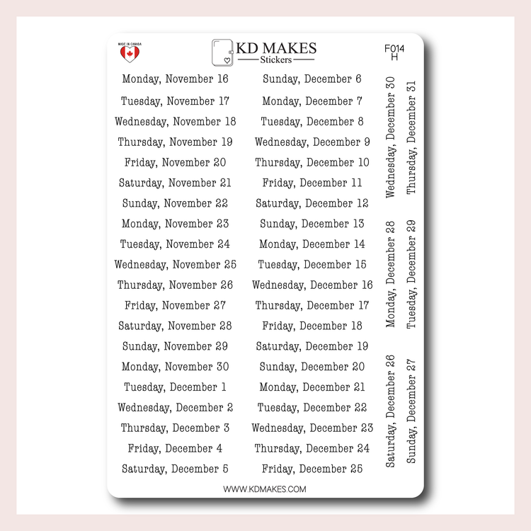 F014 | 2026 Daily Date Strips | Typewriter