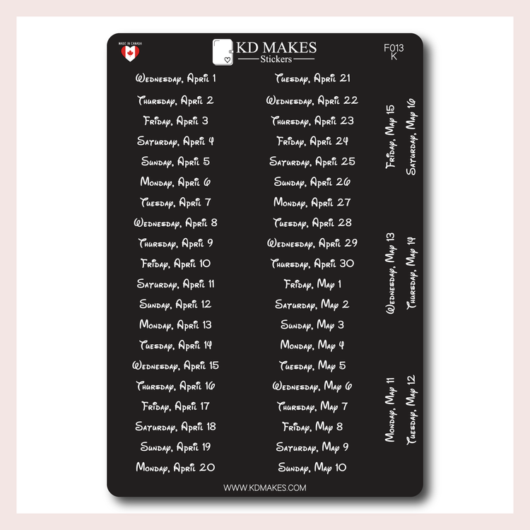 F014 | 2026 Daily Date Strips | Typewriter