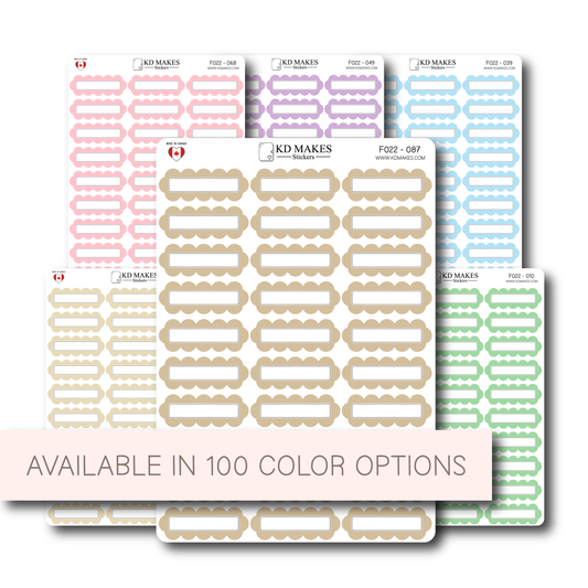 Scalloped Label Stickers | 1.5” Wide | Write-In Boxes | Minimal Functional
