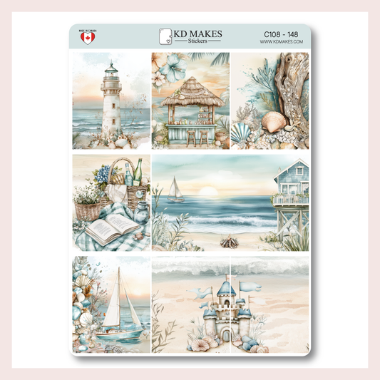 C108 | Standard Vertical - Full Decorative Boxes | Beach & Ocean Vibes