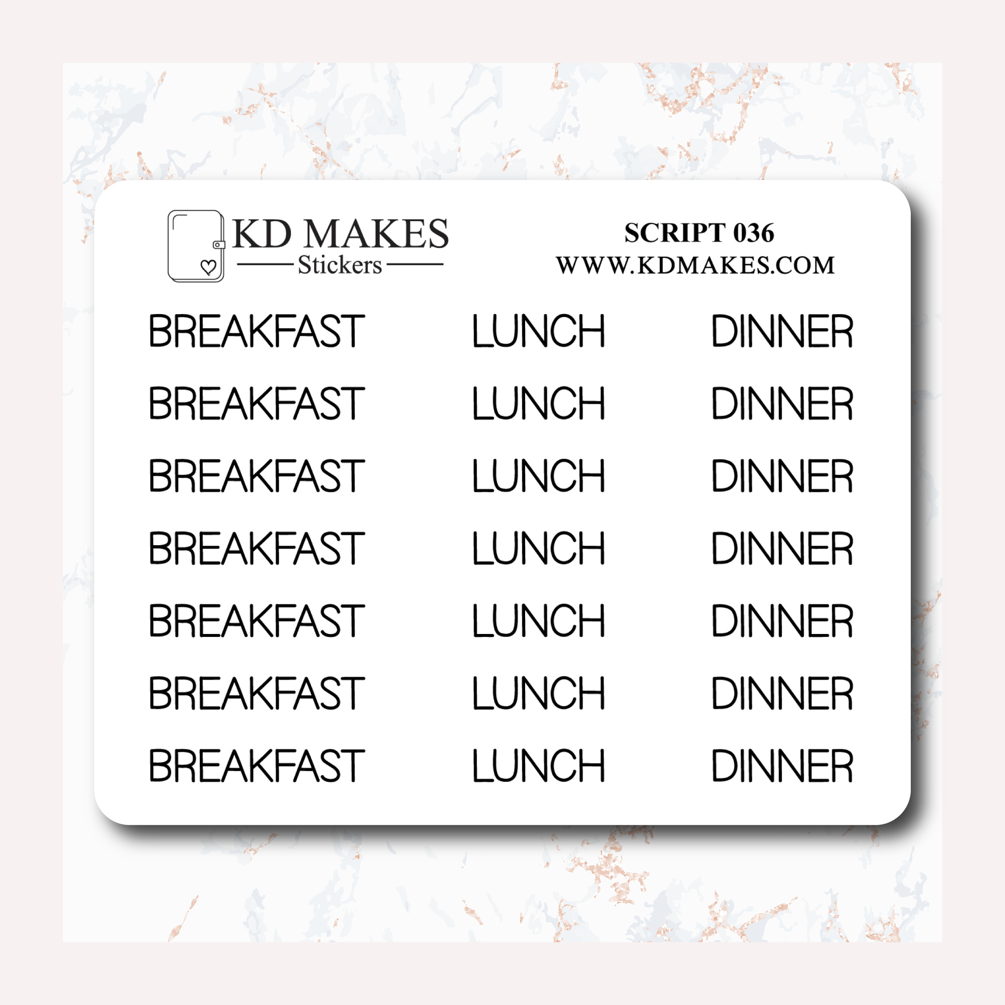 BREAKFAST, LUNCH & DINNER - SCRIPT 036 – KD Makes Limited