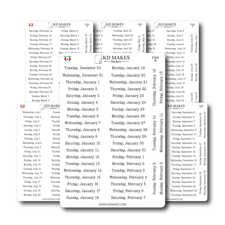 2026 Daily Date Strips | Typewriter Script Planner Stickers (F014)