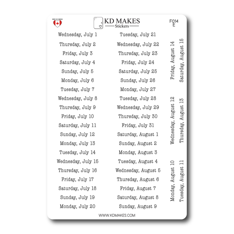 2026 Daily Date Strips | Typewriter Script Planner Stickers (F014)