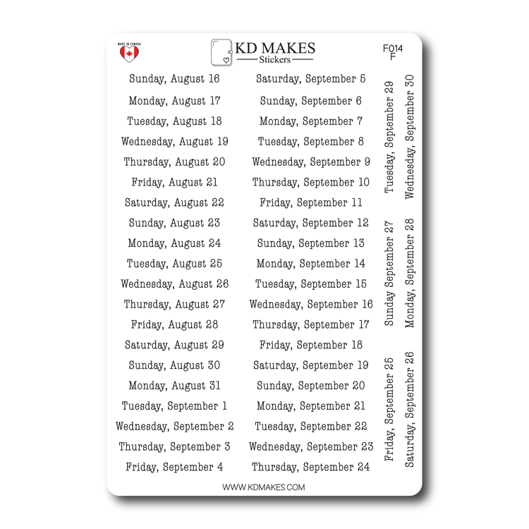 2026 Daily Date Strips | Typewriter Script Planner Stickers (F014)