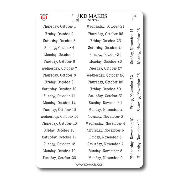 2026 Daily Date Strips | Typewriter Script Planner Stickers (F014)