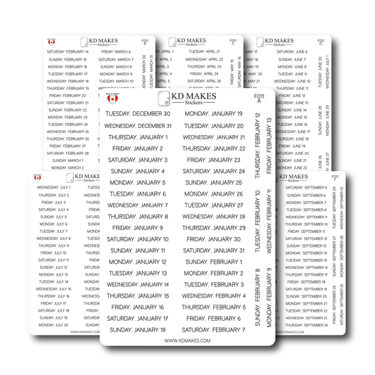 2026 Daily Date Strips | Minimal Script Planner Stickers (F011)