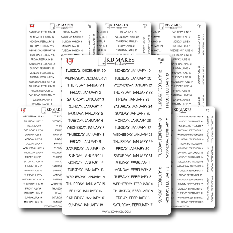 2026 Daily Date Strips | Minimal Script Planner Stickers (F011)