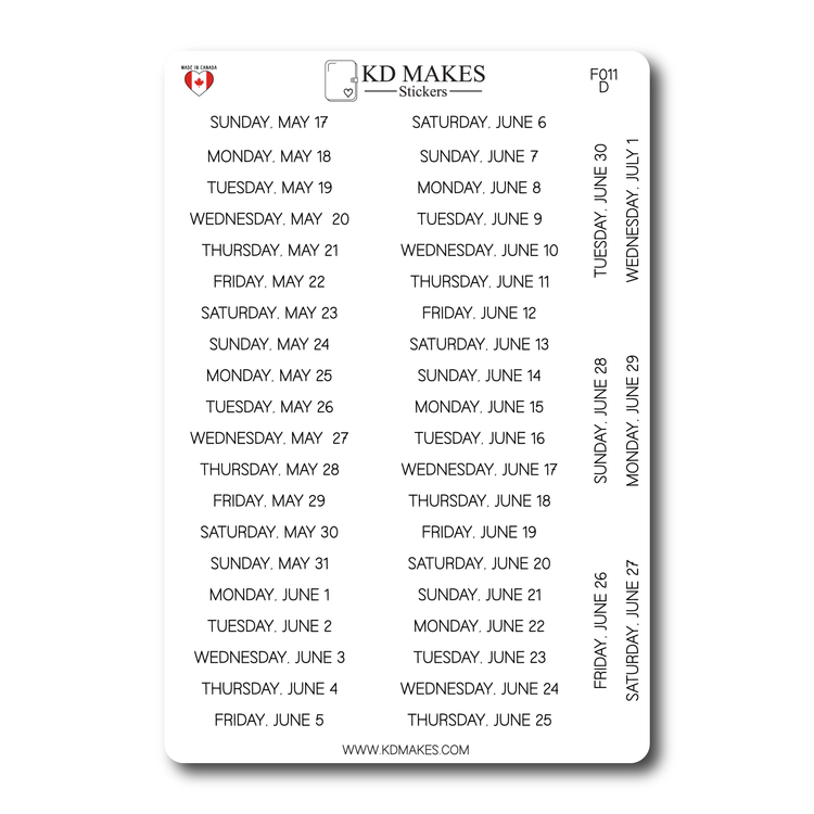 2026 Daily Date Strips | Minimal Script Planner Stickers (F011)