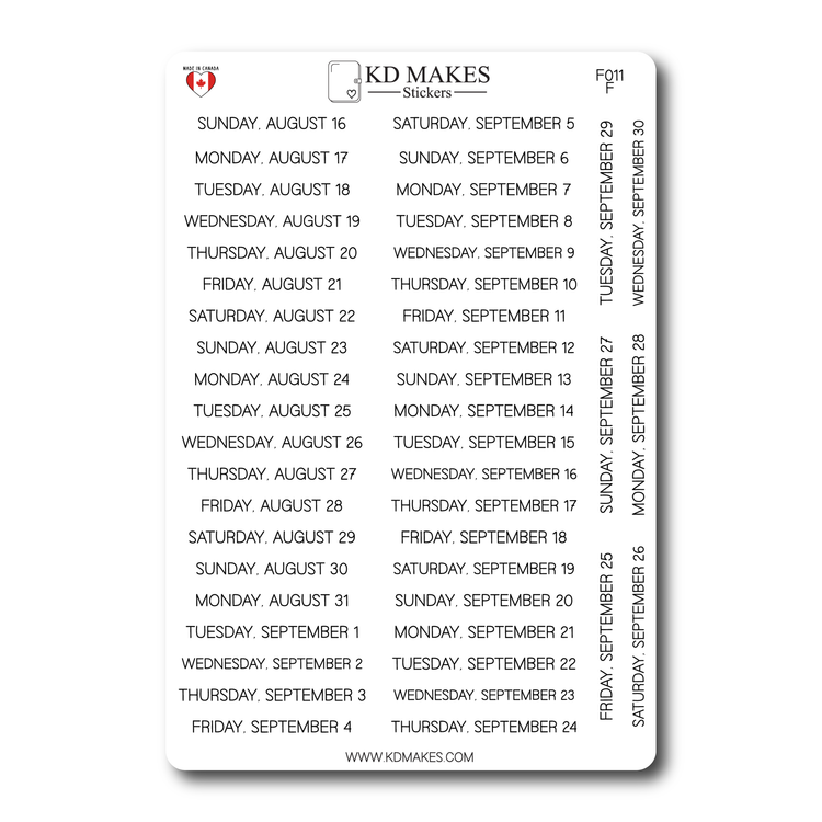 2026 Daily Date Strips | Minimal Script Planner Stickers (F011)