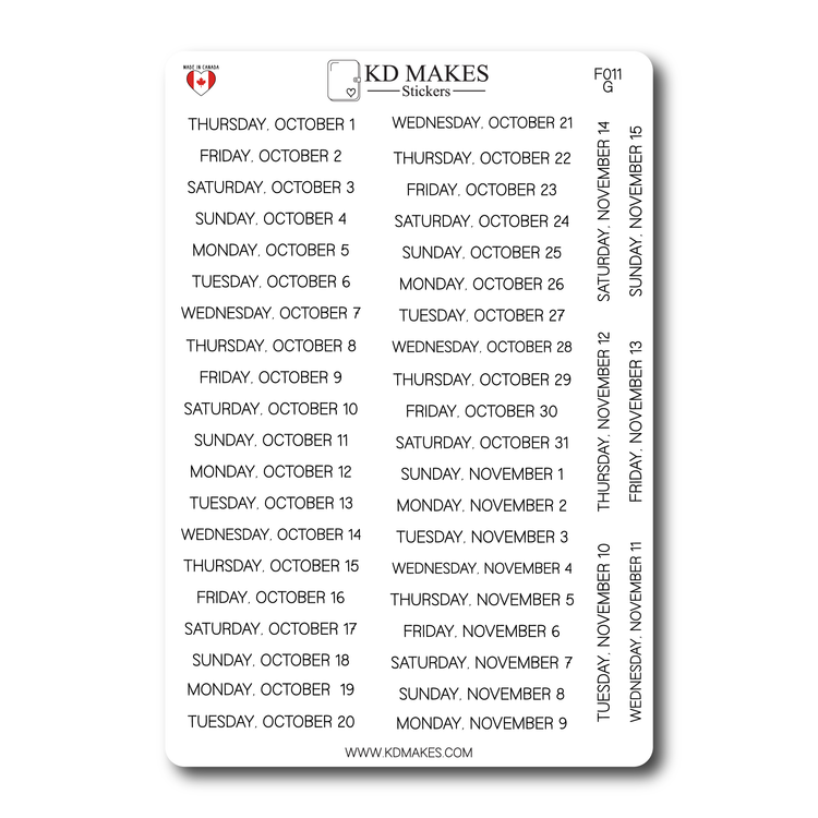 2026 Daily Date Strips | Minimal Script Planner Stickers (F011)