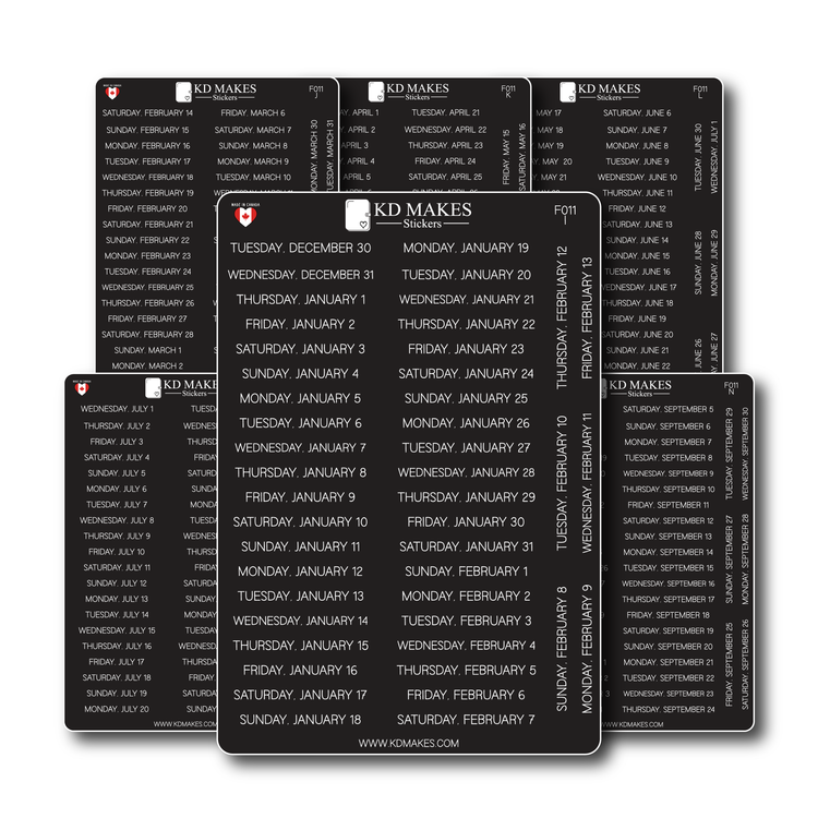 2026 Daily Date Strips | Minimal Script Planner Stickers (F011)