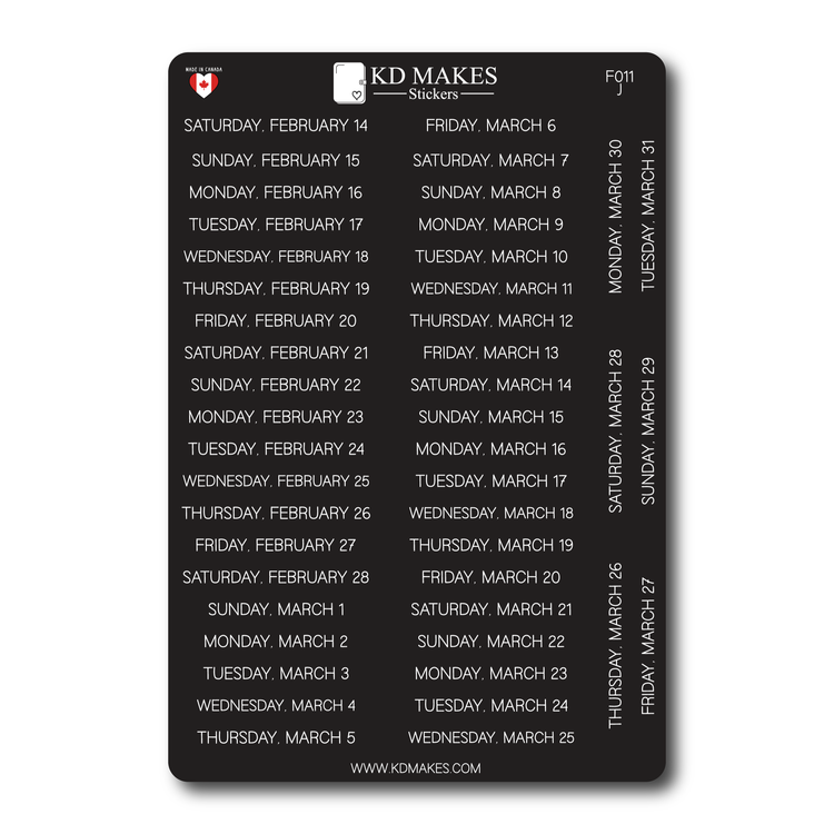 2026 Daily Date Strips | Minimal Script Planner Stickers (F011)