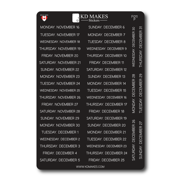 2026 Daily Date Strips | Minimal Script Planner Stickers (F011)
