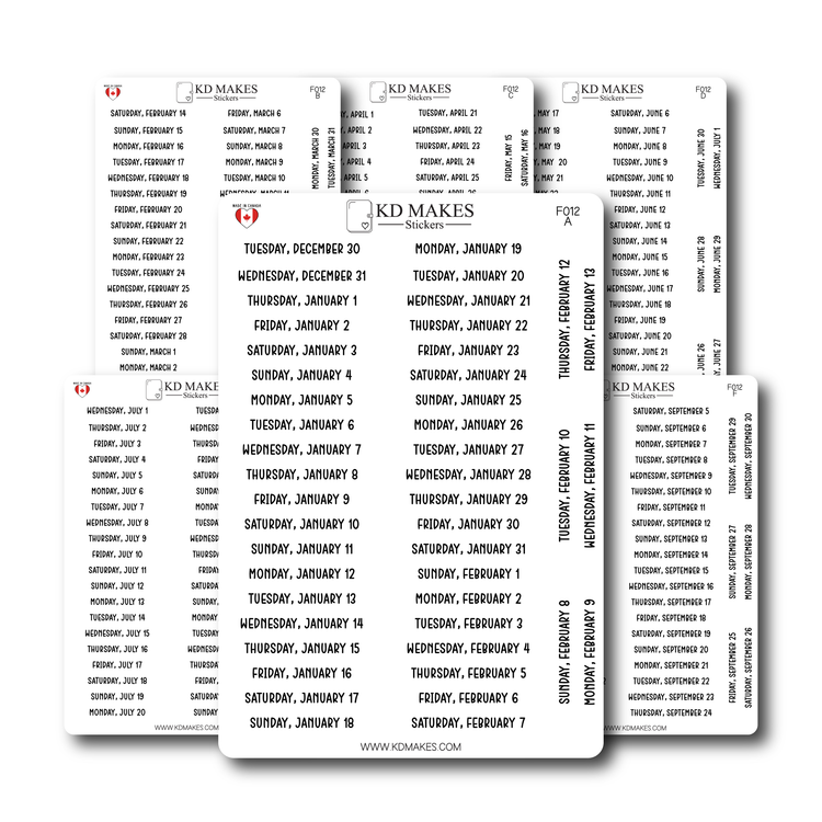 2026 Daily Date Strips | Calo Melow Script Planner Stickers (F012)