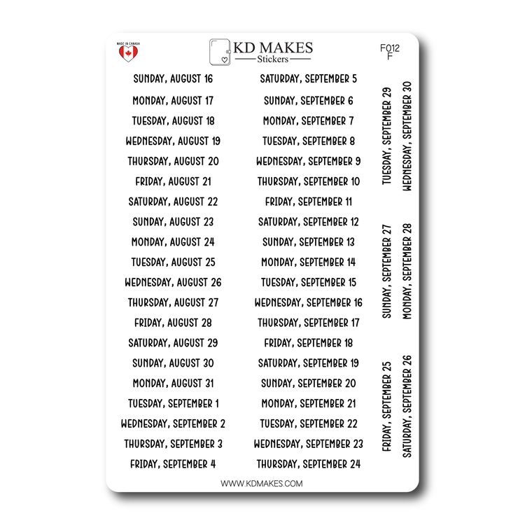 2026 Daily Date Strips | Calo Melow Script Planner Stickers (F012)