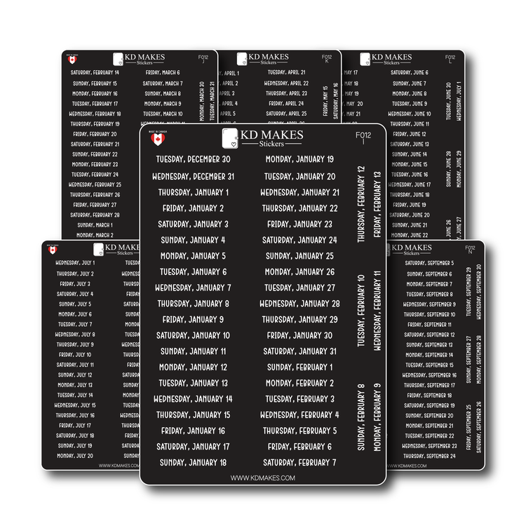 2026 Daily Date Strips | Calo Melow Script Planner Stickers (F012)