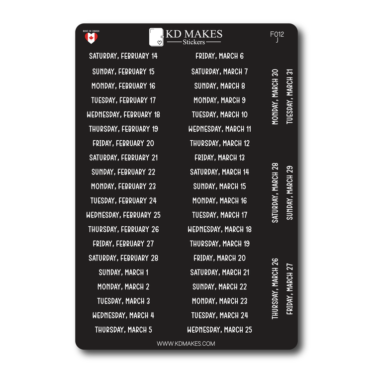 2026 Daily Date Strips | Calo Melow Script Planner Stickers (F012)