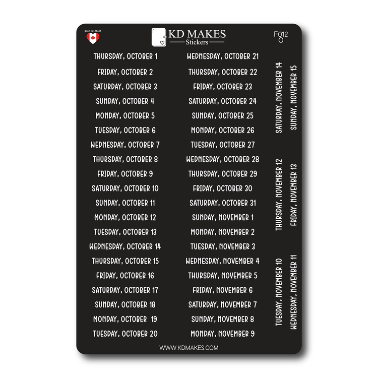 2026 Daily Date Strips | Calo Melow Script Planner Stickers (F012)