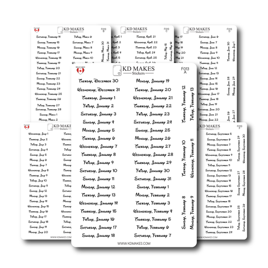 2026 Daily Date Strips | Childhood Script Planner Stickers (F013)