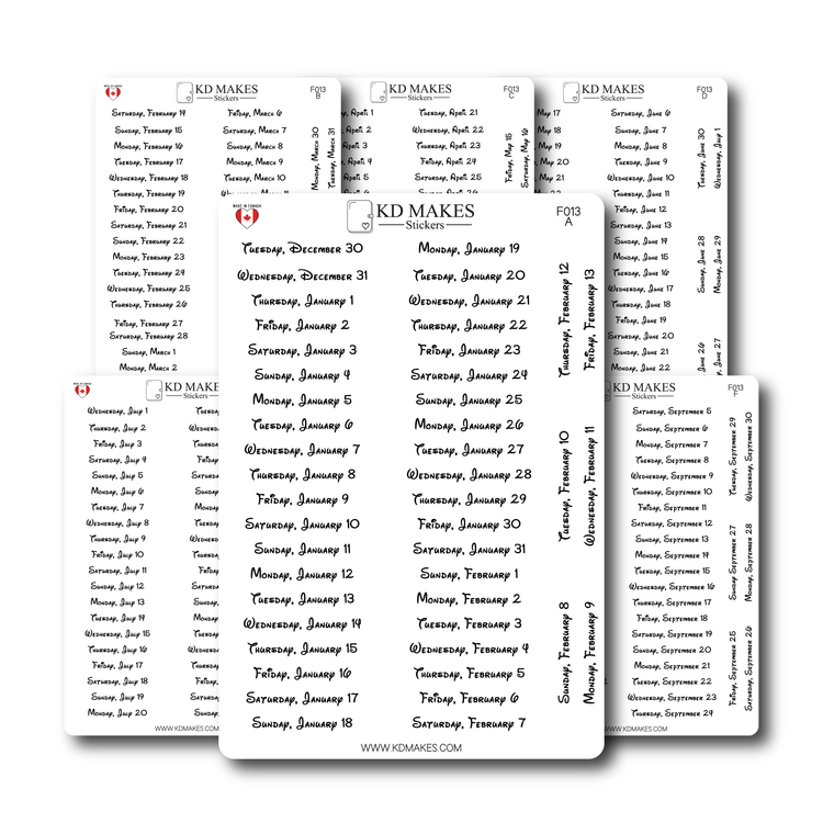 2026 Daily Date Strips | Childhood Script Planner Stickers (F013)
