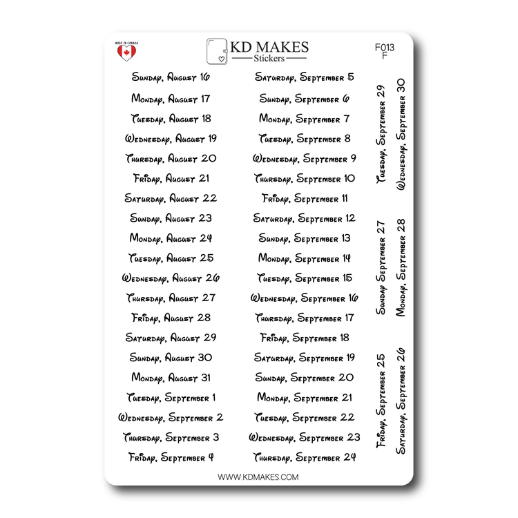 2026 Daily Date Strips | Childhood Script Planner Stickers (F013)