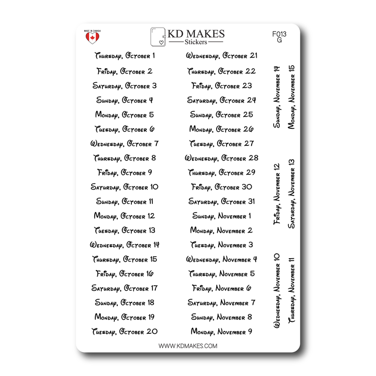 2026 Daily Date Strips | Childhood Script Planner Stickers (F013)