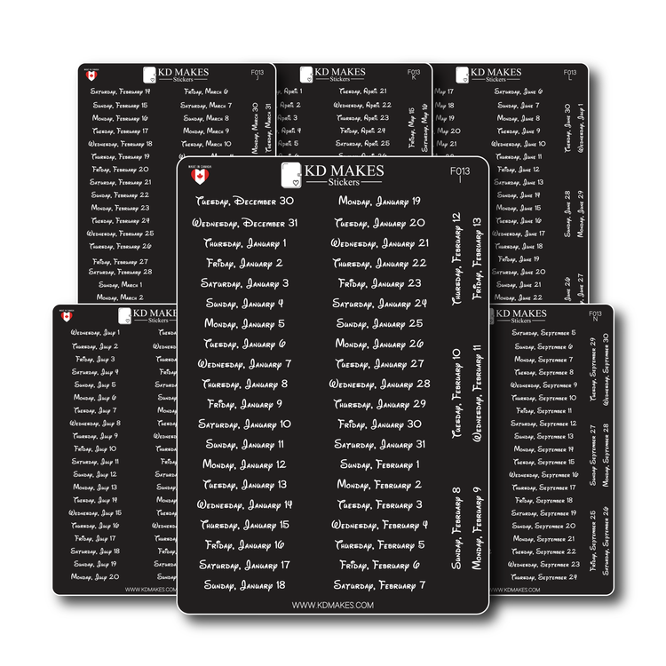 2026 Daily Date Strips | Childhood Script Planner Stickers (F013)