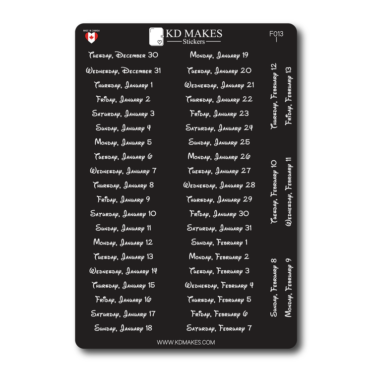 2026 Daily Date Strips | Childhood Script Planner Stickers (F013)