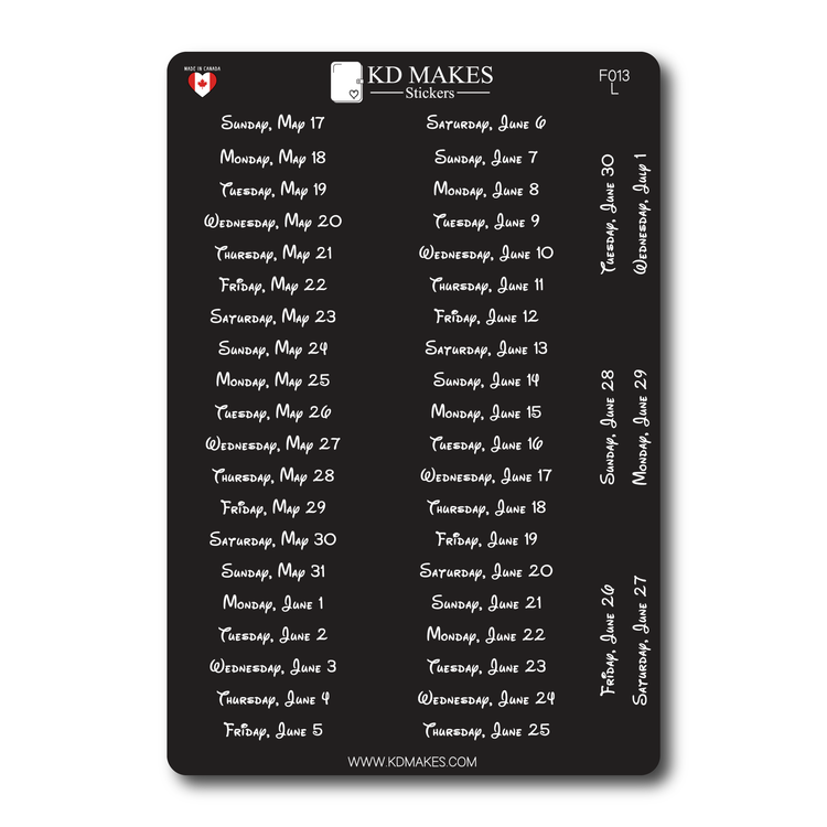 2026 Daily Date Strips | Typewriter Script Planner Stickers (F014)