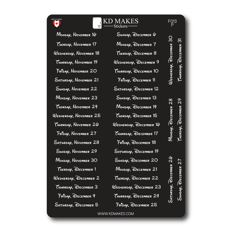 2026 Daily Date Strips | Typewriter Script Planner Stickers (F014)