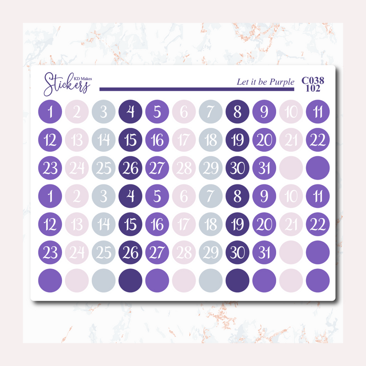 Let it be Purple - Date Dots - 0.30"